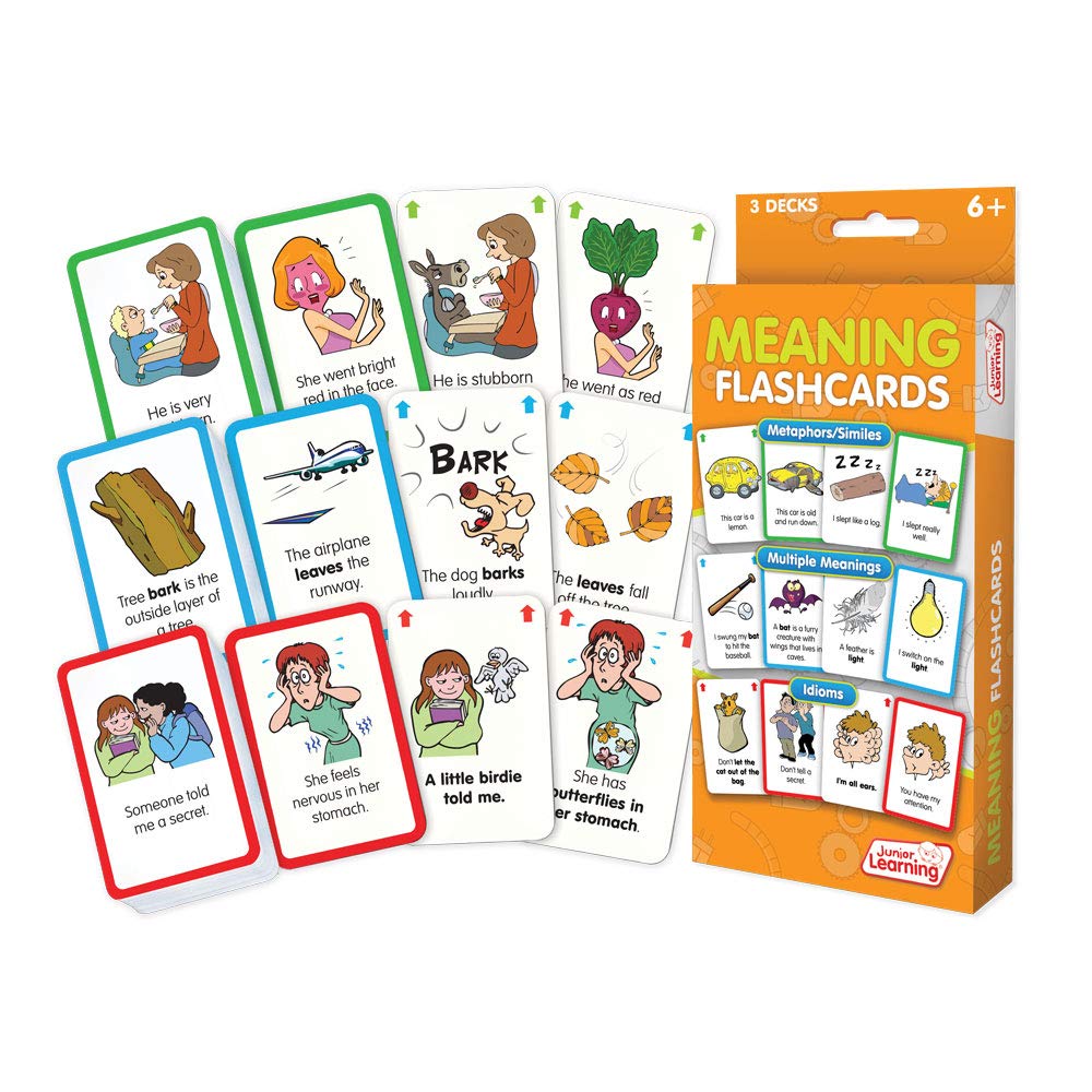 Junior Learning Meaning Flashcards | 3 Decks of 54 cards | Topics: Metaphors/Similes, Multiple Meanings and Idioms | Ages 6-9+, Year 5-6, Key Stage 2