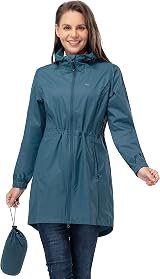 33,000ft Women Rain Jacket Waterproof Hooded Lightweight Packable Moroccan Blue