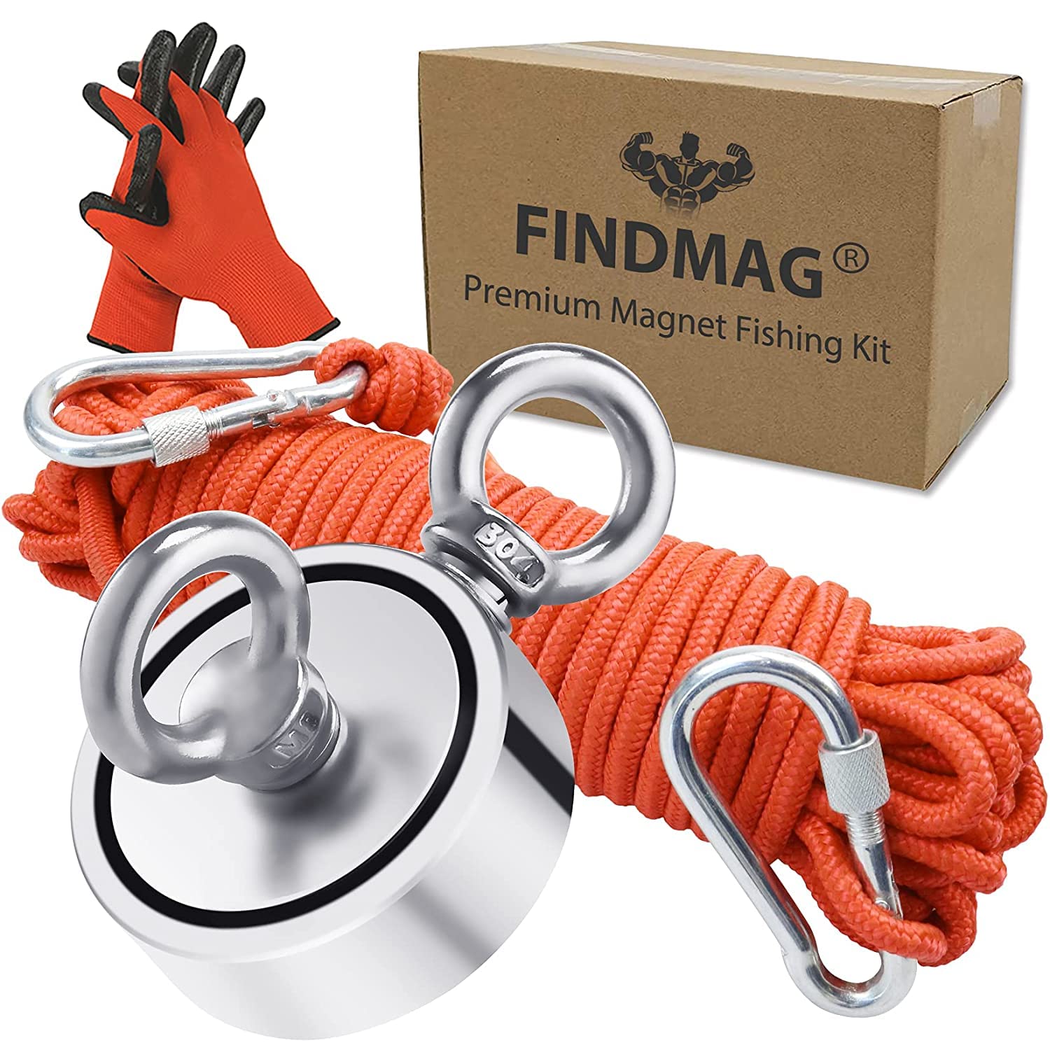 FINDMAG Magnet Fishing Kit, 660 lb(300 kg) Pulling Force Strong Magnetic, Strong Magnetic for Fishing, Magnet with Double-Sided Magnetic Force, for Retrieve items & Salvage in River