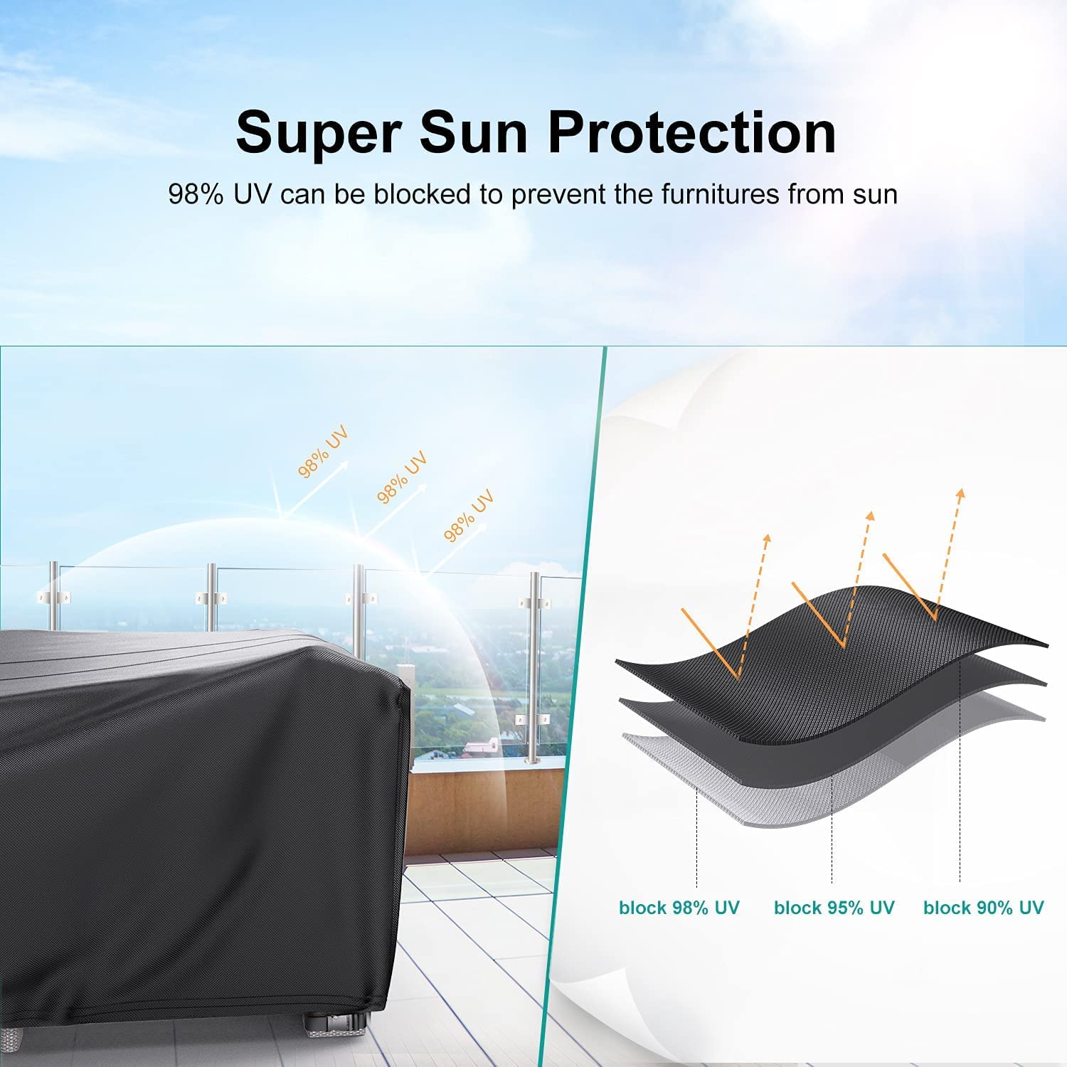 BROSYDA Patio Furniture Covers, Heavy Duty 600D Outdoor Furniture Cover ...