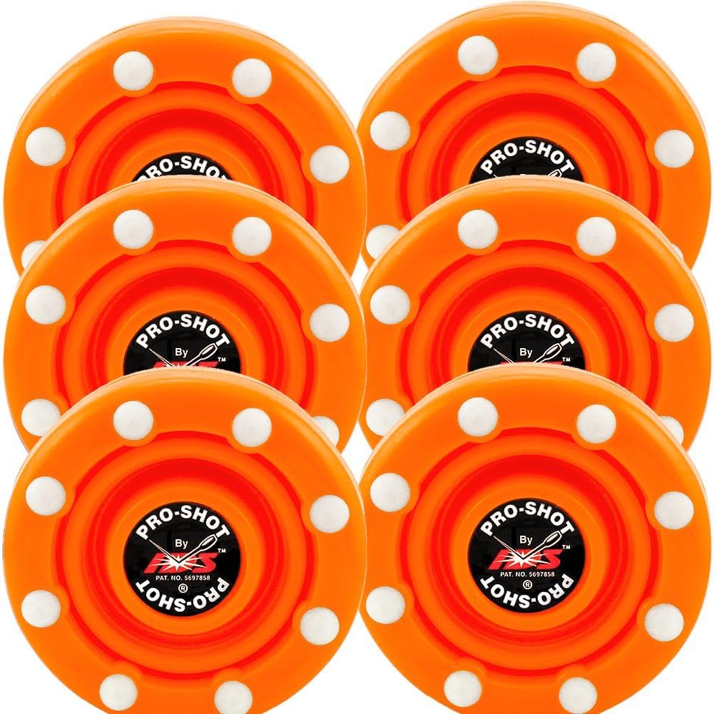 6 Pack of IDS Roller Hockey Puck Pro Shot (Blaze Orange