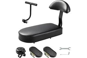 Zacro Kids Bike Seat Set, Comfort Bike Seat with Backrest, Wide Child Bicycle Rear Seat Cushion Back Safety Armrest Handrail Feet Pedals, Children Bicycle Back Seat for Over 5 Years Old