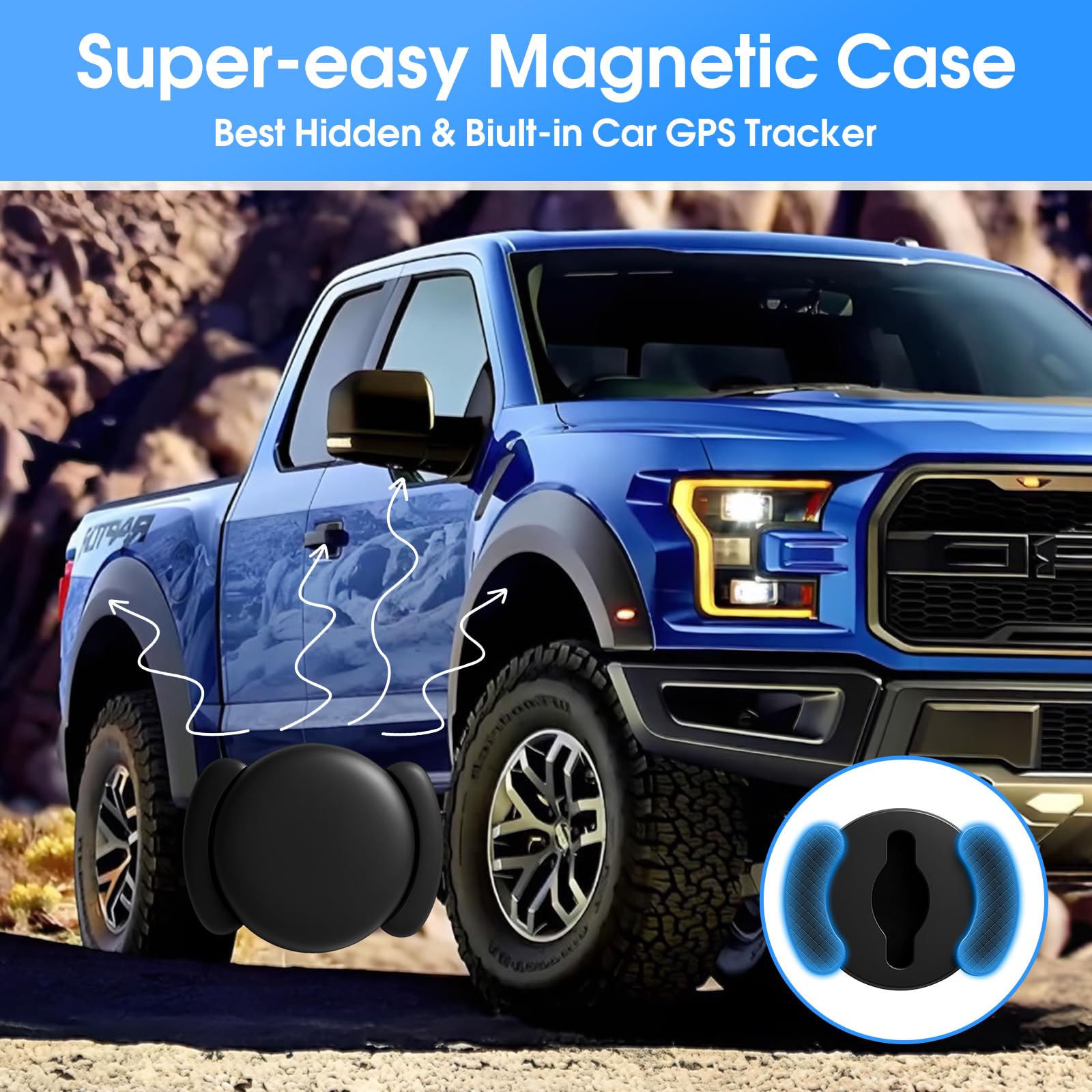 Mini GPS Tracker for Vehicles (iOS Only), Hidden Car Location Tracker with Magnetic Case, Car Vehicle Locator Smart Tracker Tag Item Finder Global Tracking Works with Find My No Monthly Fees, Black