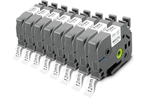 PRISTAR 8X Tze-231 12mm 0.47 Laminated White Tape Replace for Brother P Touch Label Tape Compatible with Brother Label Maker PTouch H110 D220 D600 D410 D210 D200 D400 P700 1280 1880, TZe Label Tape 1/2 Inch