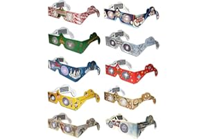 HOLIDAY EYES GLASSES 3D Christmas Glasses - 10 Pairs / 10 Turn Christmas Tree & Holiday Lights into Magical Images - Stocking Stuffers - Secret Santa - Office Parties - Fun for The Family