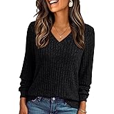 AUTOMET Womens V Neck Long Sleeve Shirt Fall Fashion Tops Tunic Dressy Casual Sweater Clothes Cute Trendy Work Outfits 2026
