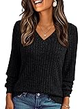 AUTOMET Womens V Neck Long Sleeve Shirt Fall