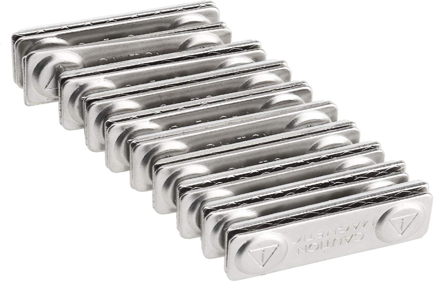 ENET 10 Magnetic Name Badge ID Holders Metal 45mm x 13mm, Silver