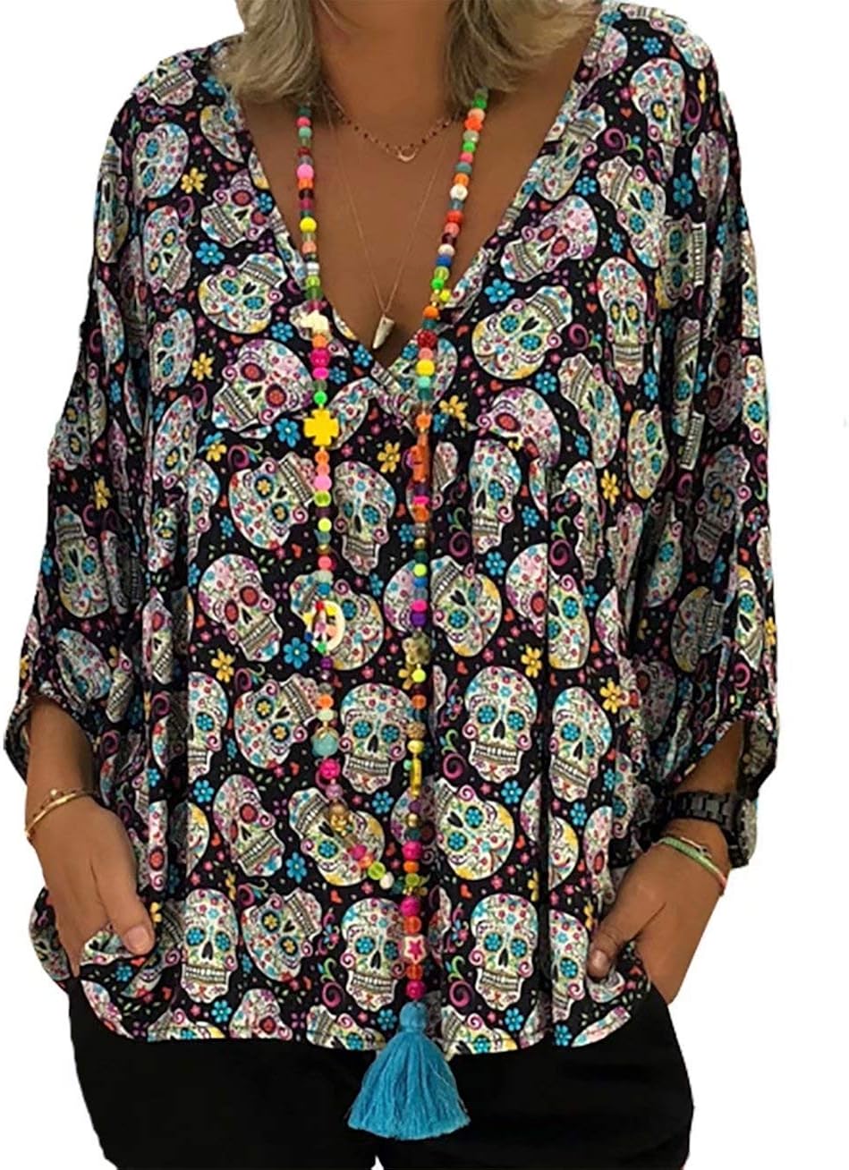 plus size skull tops