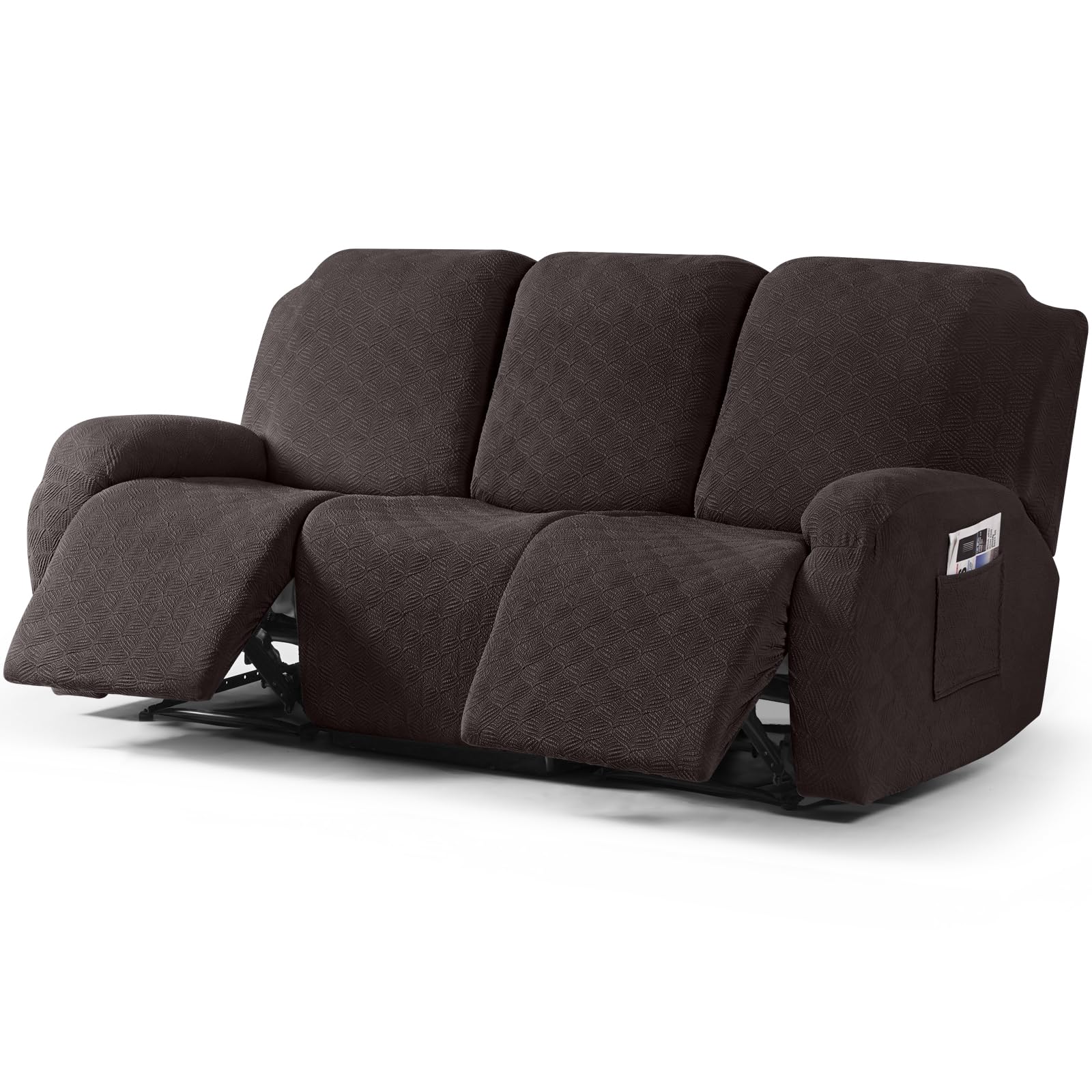 Photo 1 of Timeles Recliner Covers for 3 Seater Reclining Sofa Slipcover Furniture Protector for Dogs and Pets Stretch Soft Washable (Three-Seater, Chocolate)