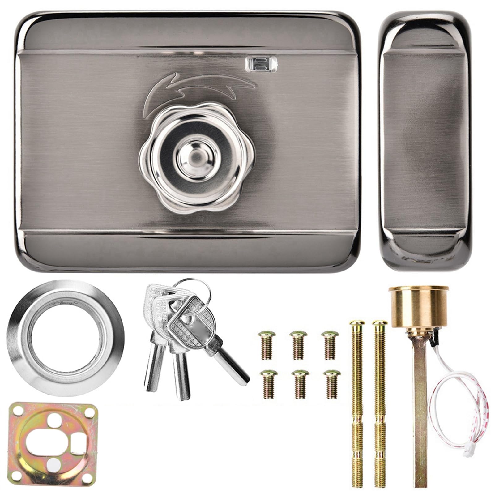 Electronic Door Lock, Intelligent Door Lock Double Protection Silver Single Head Lock with Indicator Light