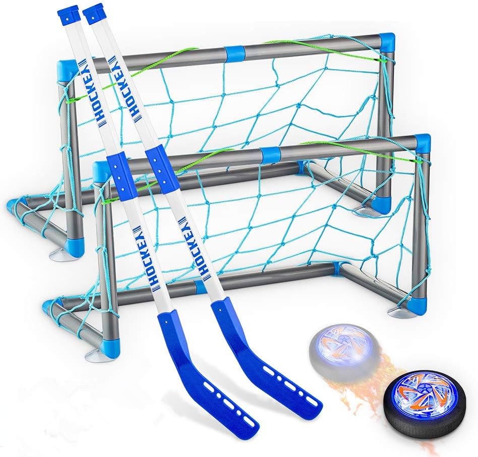 Hockey Gifts for Boys, Rechargeable Hockey Hover Set with 2 Goals Boys Toys Air Floating Hockey with LED Light Indoor or Outdoor Sport Ball Games for Boys Girls Toddlers for 3-12 Year Old Kids: Toys & Games