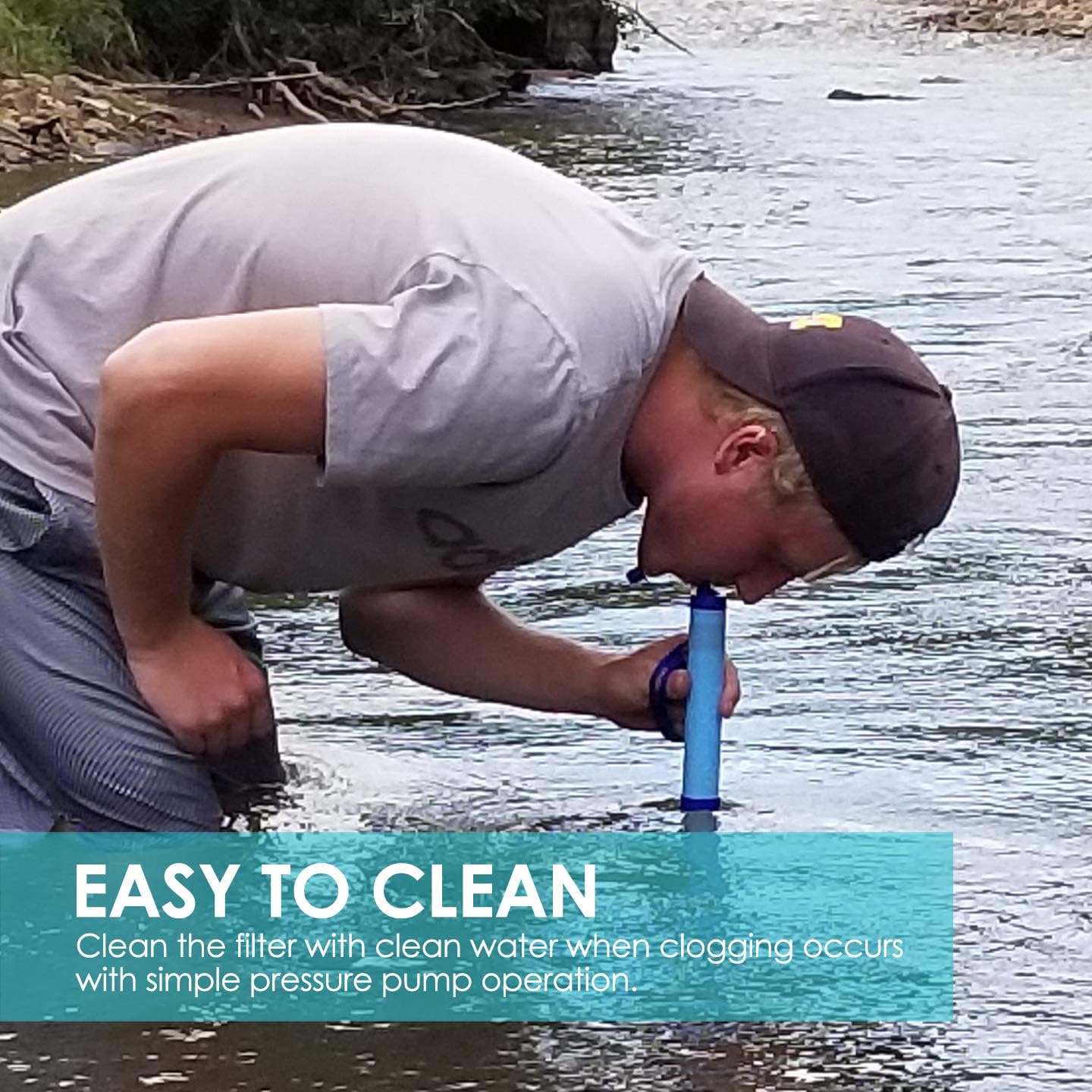 SimPure Water Filter Straw, Portable Survival Straws with 0.1 Micron 5-Stage Integrated Water Purifier, Outdoor Survival Gear for Camping Hiking Climbing and Emergency(Blue-4P) : Sports & Outdoors