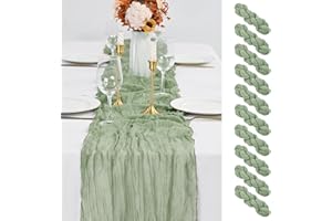ABKLESACH 10 Pack Sage Green Table Runner 10Ft Cheesecloth Table Runner Boho Gauze Cheese Cloth Table Runners Romantic Long Sheer Fabric Table Runners for Wedding Party Bridal Shower