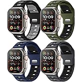 Acextro 4-Pack Sport Bands Compatible with Apple Watch Ultra 3/Ultra 2/Ultra Band 49mm 46mm 45mm 44mm 42mm for Men, Waterproof Silicone Strap Soft Breathable Wristband for iWatch Serise 11 10 9 8 7 6 5 4 3 SE3/SE