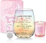 Yalucky Good Friend Iridescent Wine Glass Gift Set with Key Chain Box view 1
