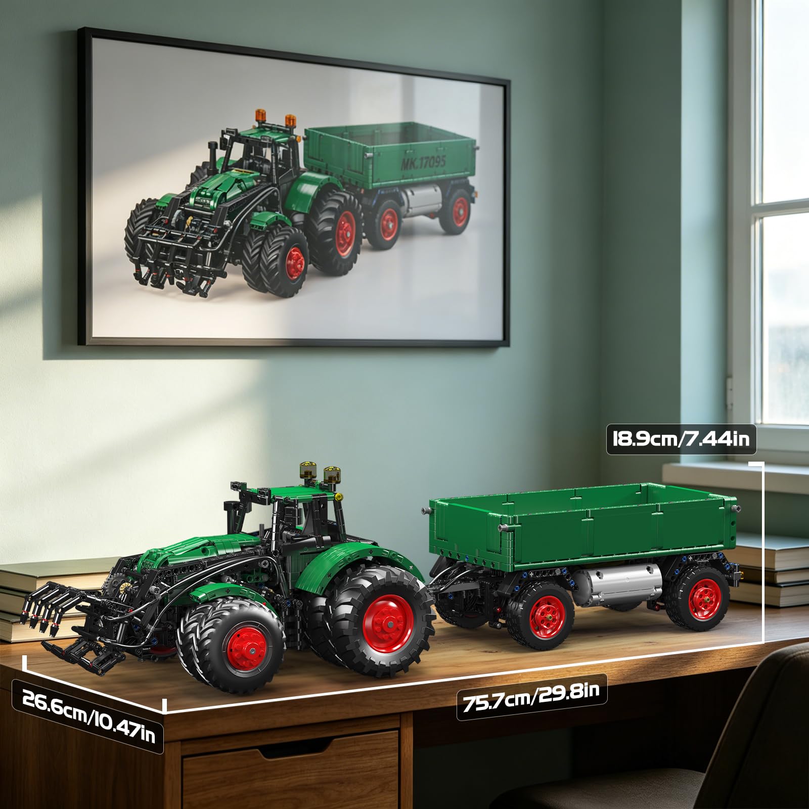 Mould King 17095 Technik Traktor Bausteine Modell, 2368 Teile Ferngesteuert Traktor Klemmbausteine Blockmodell, Baufahrzeug Montagesatz Kit als Spielzeug und Geschenk (14 Jahre und älter) 6