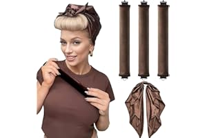 Heatless Hair Curlers for Overnight Curls，No Heat Satin Heatless Curling Rods Foam Sponge - 3 Pack Sleep-In Rollers with Sati