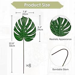 DILATATA 6 Pack Artificial Monstera Leaves with