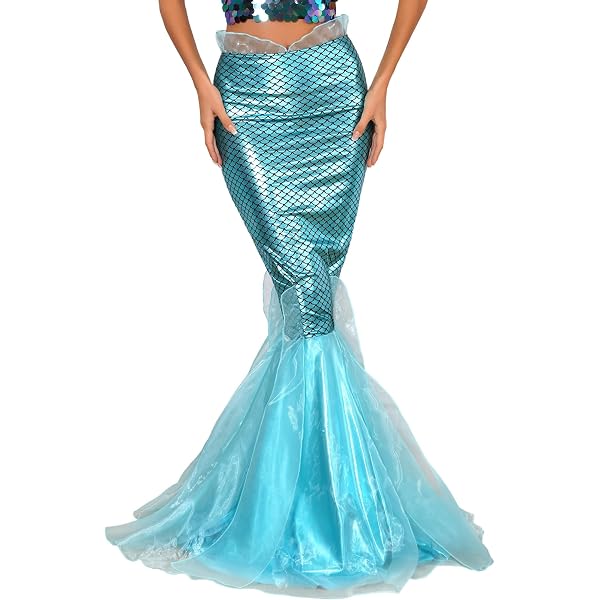 Amazon.com: JEATHA Women Shiny Fishtail Skirt Cascading