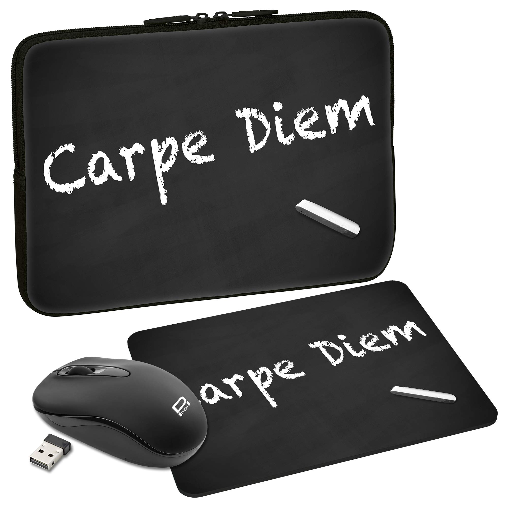 Pedea 10.1" 13.3" 15.6" 17.3" Carpe Diem Design Case Cover + Mouse and Mouse Pad