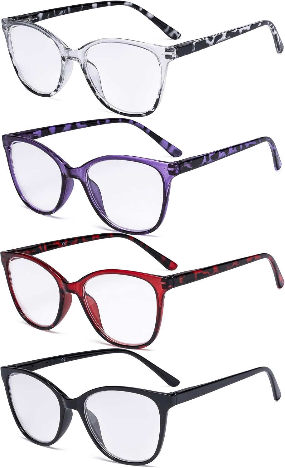 CessBlu Ladies Reading Glasses 4 Pack Cat-Eye Design Eyeglasses for Women Reading +2.5, 4pc-mix - Image 3