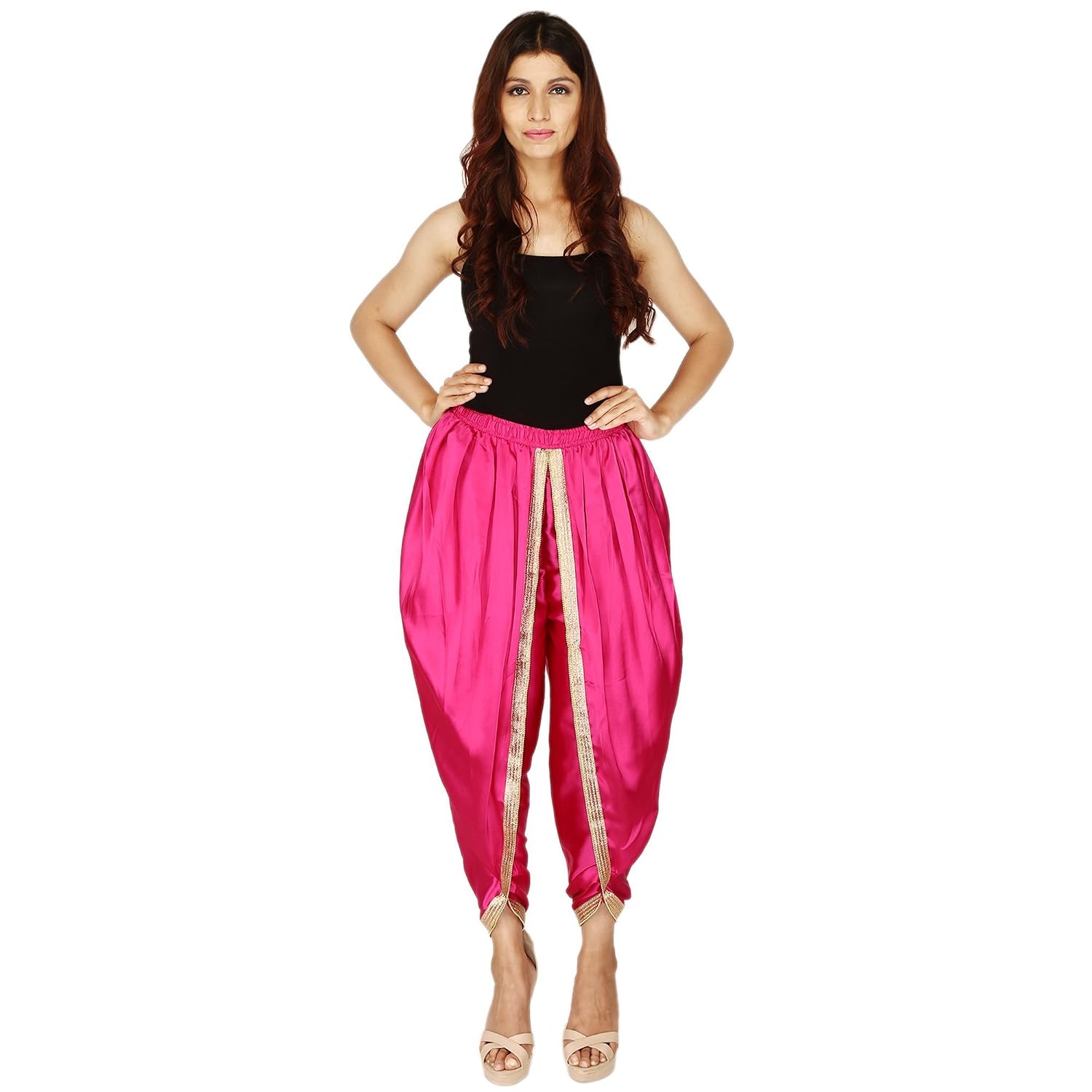 for women Pink Satin Silk Dhoti Pant