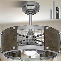 Frstem 19 Inch Farmhouse Caged Ceiling Fan, Solid