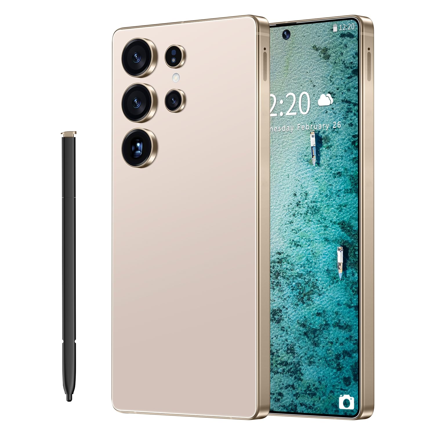 SZV I25 Ultra Unlocked Cell Phone,12+512GB 5G Unlocked Phone, Built in Pen Android 14 Battery 7000mAh 6.99" HD Screen Smartphone, Dual SIM/Face ID/Fingerprint Lock/GPS (Gold, 12+512G)