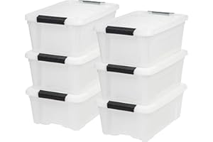 IRIS USA 12 L Plastic Storage Box with Lid and Latches - 6 Pack - BPA-Free, Discreet Organizing Solution, Durable Nestable St