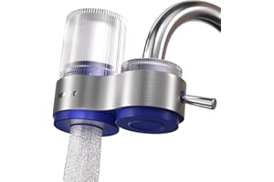 DEKEXI Water Filter for Sink, 400-Gallon Faucet Mount Water Filtration System for Tap Water, NSF Certified Reduces Chlorine &