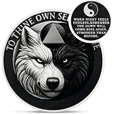 Yin Yang Balance Sobriety Coin - to Thine Own Self Be True Wolf AA Coins | Addiction Recovery AA Chips and Medallions - Celebrate 1-65 Sober Living Clean Alcoholics Anonymous Gifts for Men Women