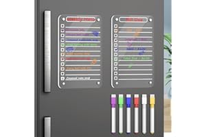 PASENHOME 2 Pcs Acrylic Magnetic Dry Erase Board for Fridge, 12"X6" Clear Magnetic to Do List White Board, Acrylic Dry Erase to Do List for Refrigerator, Magnet Whiteboard with 6 Markers