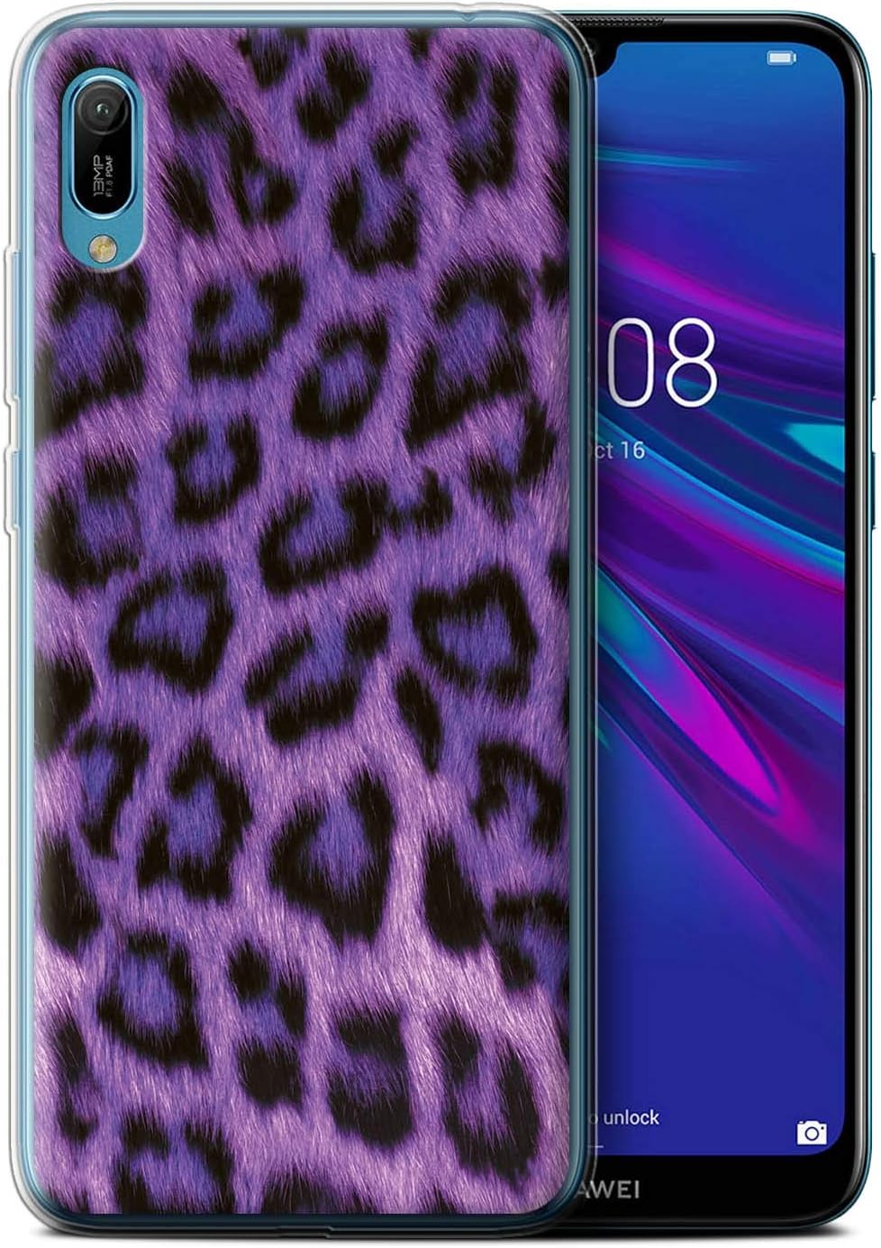 eSwish Gel TPU Phone Case/Cover for Huawei Y6/Prime/Pro (2019) / Purple Design/Leopard Animal Skin/Print Collection