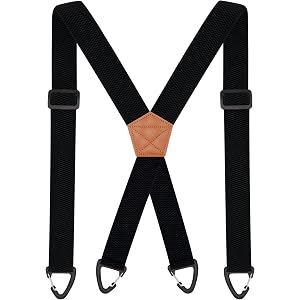 JAIFEI Hidden Suspenders for Men, X Back, 4 Belt Loop Hooks, 1.5-Inch Wide | Heavy-Duty Textured Woven Elastic For Discreet S