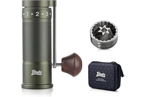 Bincoo Manual Coffee Grinder with Foldable Handle– External Setting Hand Coffee Grinder with Steel Burr,Compact and Portable for Home/Travel/Camping(Green)