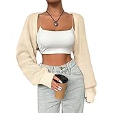 SPR&JOY Women’s Bolero Shrug Sweaters, Knitted Open Front Long Sleeve Cropped Tops, Solid Cute Sexy Casual Fashion Cardigans