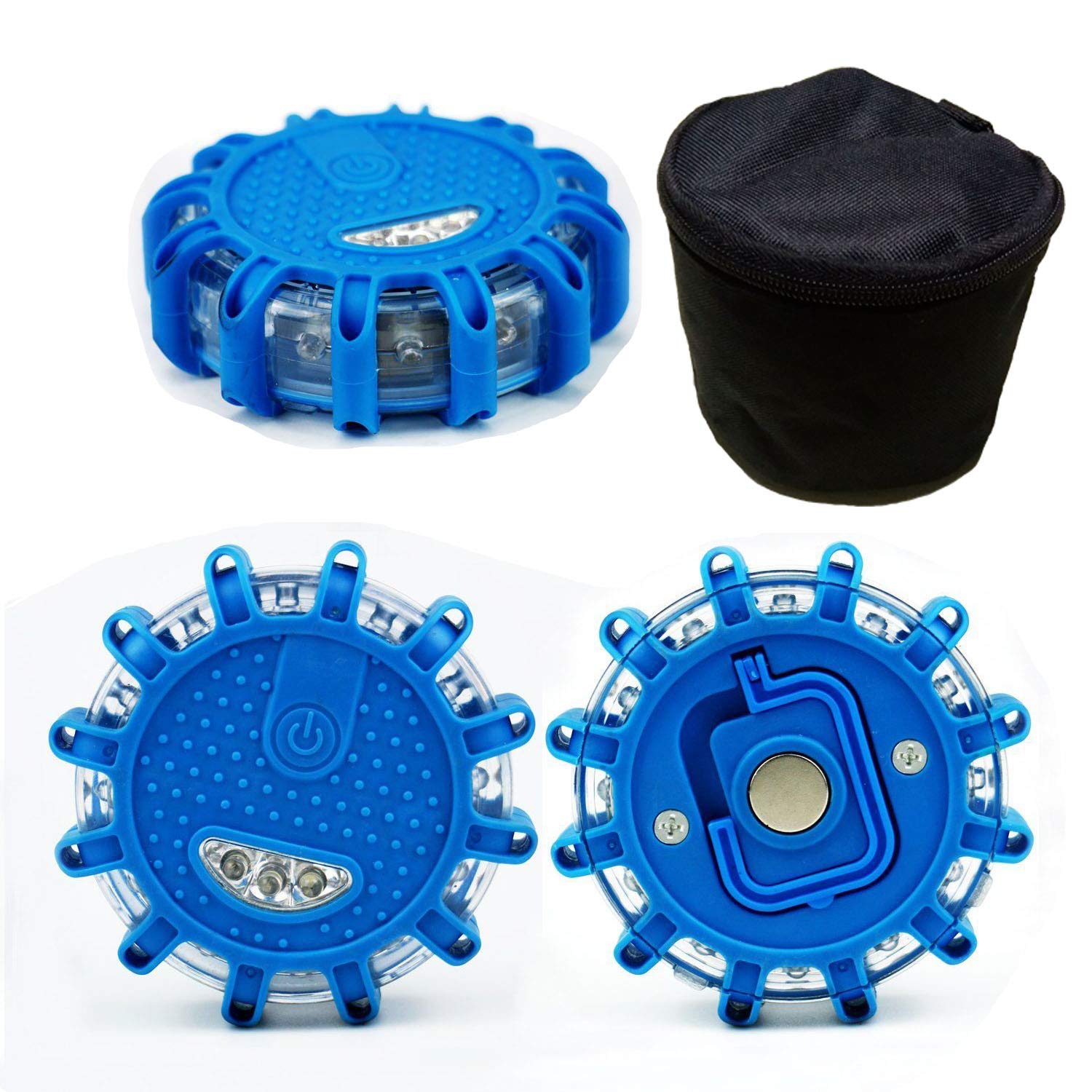 Nirananda (Pack of 3) LED Emergency Safety Flare Road Flare Car Flashing Warning Night Lights Roadside Disc Beacon With/Magnet … (blue)