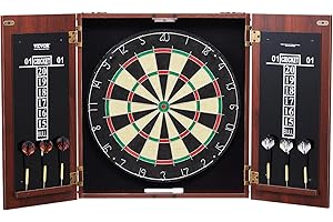 VEVOR Dartboard and Cabinet Set, Ready-to-Play Bundle Official Size Dartboard Cabinet, Steel Tip Dart Hideaway Cabinet, Featu