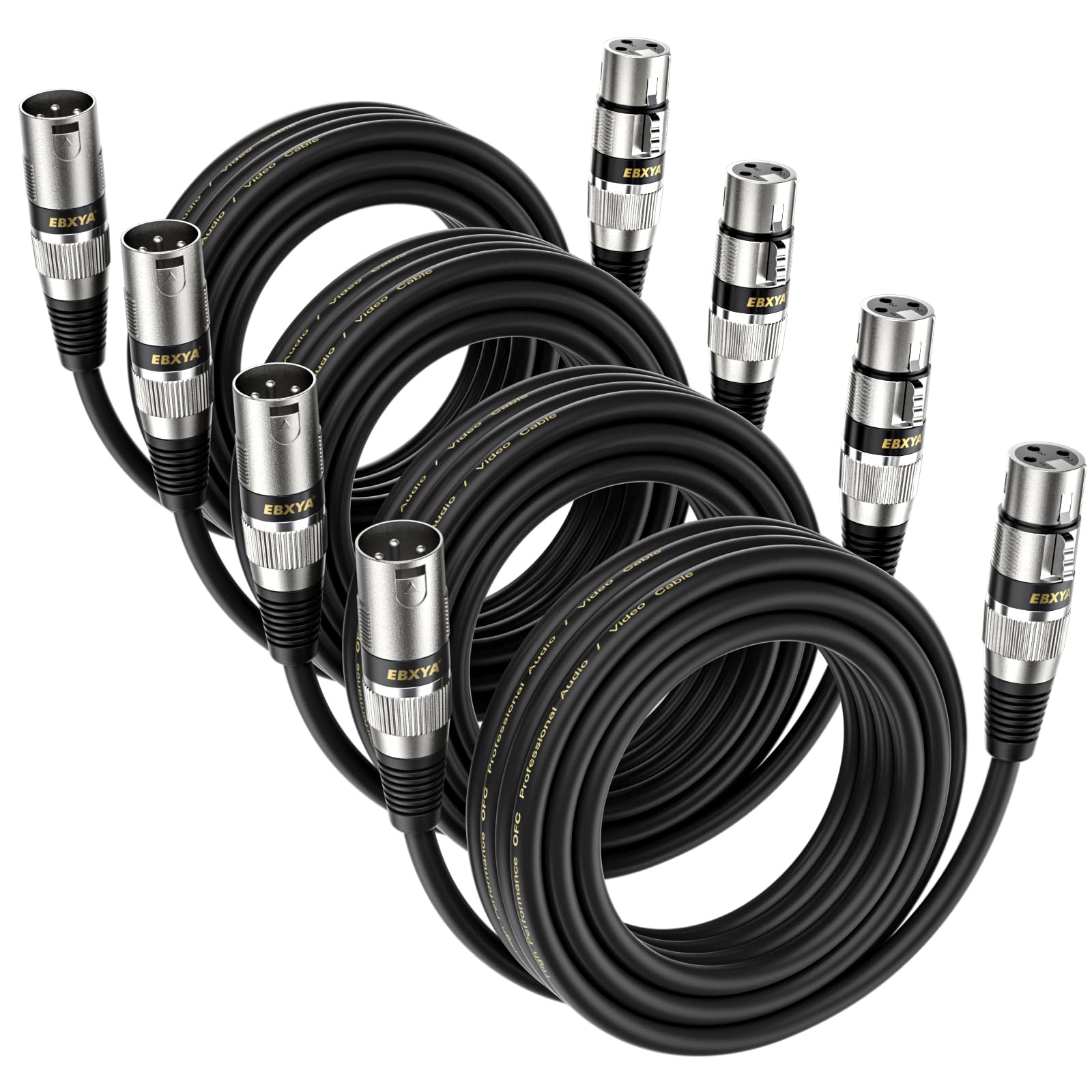 EBXYA XLR Cable Microphone Cable 5M 4 Packs Balanced Male to Female XLR Patch Cables for PA System, Studio Recorder, Amplifier, Mixer — image 1