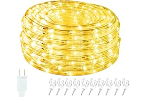 Vigdur LED Rope Lights Outdoor - 18ft Warm White Rope Lights Waterproof with Connectable Clear PVC Tube, Flexible LED Tube Lights for Garden, Patio, Pool, Bedroom, Party (216 LEDs)