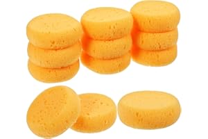 Qianyu 12 PCS Pottery Sponges Elasticity Clay Sponges Round Cleaning Sponge Water Absorption Soap Sponges Soft Yellow Artists Sponge for Kitchen Shoes Leather Care Painting