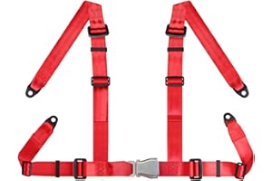 Yakitoko Universal 4 point Safety Harness Set 2" Fits Go Kart,UTV,ATV,Racing Red