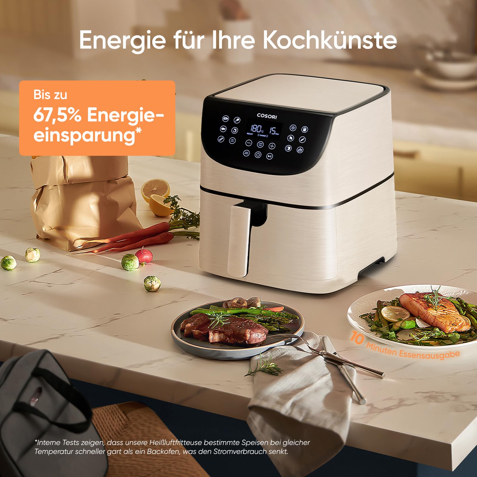 COSORI Heißluftfritteuse, Airfryer Testsieger 2024, 11-in-1 Air Fryer 5,5L, Heissluftfritteuse mit Shake-Reminder, 97,3 Prozent ölsparend, 67,5 Prozent energiesparend, spülmaschinenfest Körbe, Weiß 3
