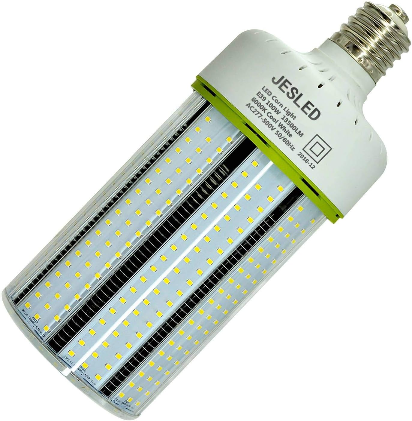 JESLED 480v LED Corn Bulb - 100W Cob Light, E39 Mogul Base, 6000K Cool White, 13500LM, 400 Watt Equivalent, CFL HID HPS MH Replacement for Factory Warehouse Workshop Bay Lighting, AC277-480V Input
