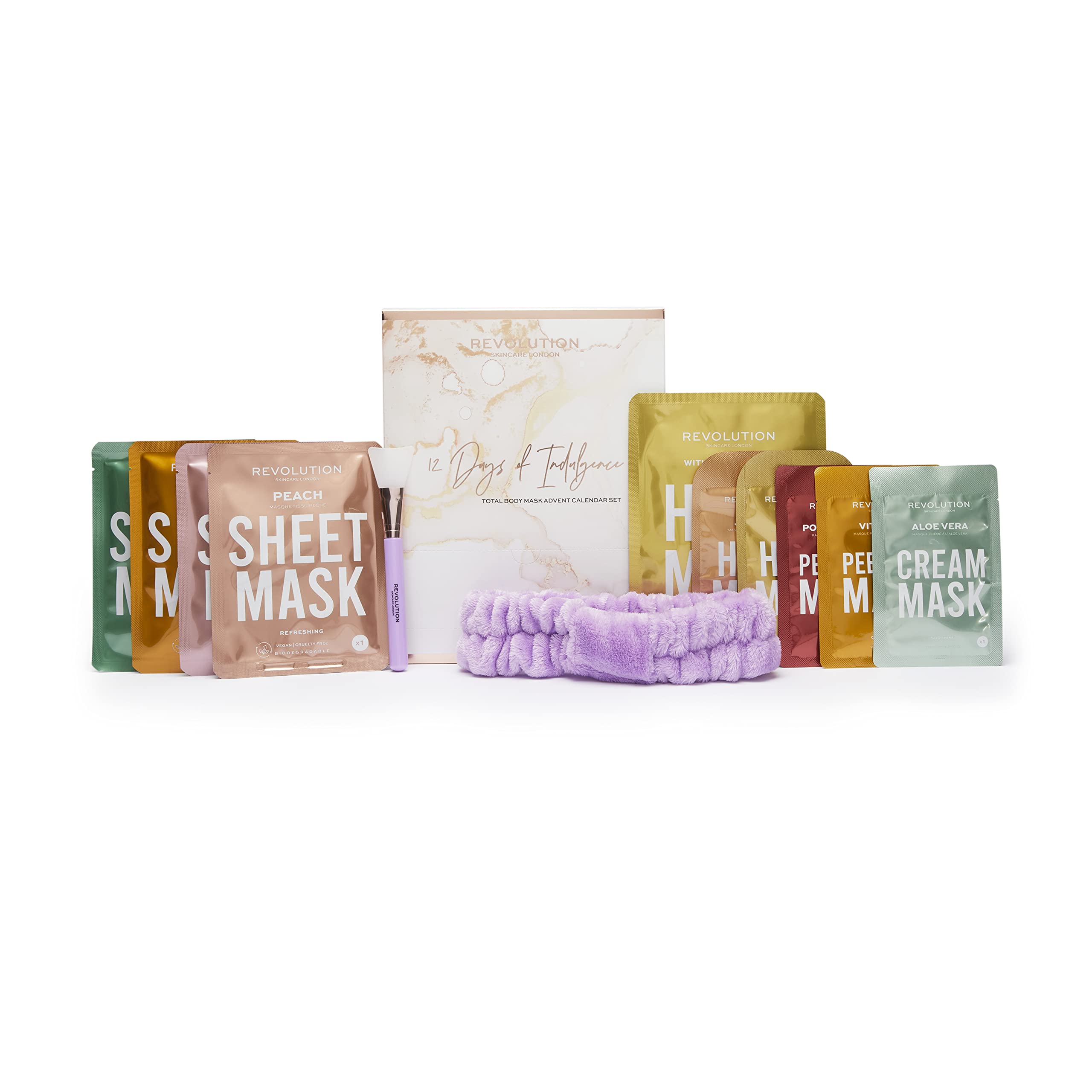 Revolution Skincare London, 12 Days of Indulgence, Total Body Mask Advent Calendar Set, 12 pcs