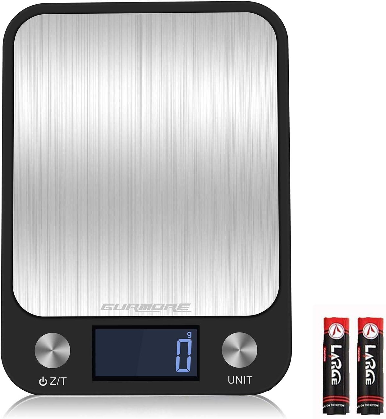 GURMORE Digital Kitchen Scale, Food Weight Scale for Baking and Cooking, Digital Gram Accurate Scale with Multifunction, Measuring Scale with Large LCD Lighted LCD Display and 9 Weight Units