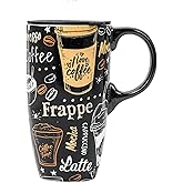 Topadorn Ceramic Travel Mug with Handle Coffee Mug Ceramic Latte Tea Mug, Color Boxed, 17 oz, Splash Resistant Lid - Travel Tea Mug for Car Cup Holder, Frappe