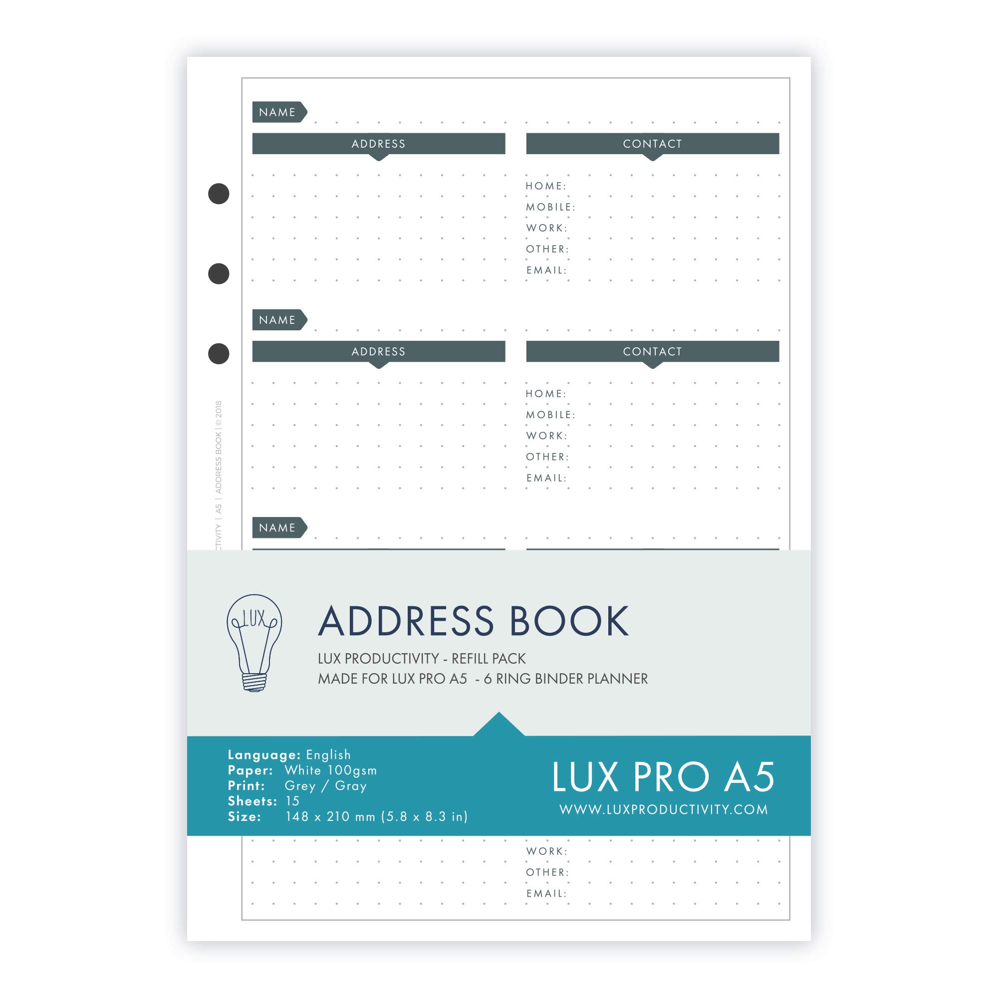 LUX PRO Refill Packs UK (LUX PRO - Address Book)