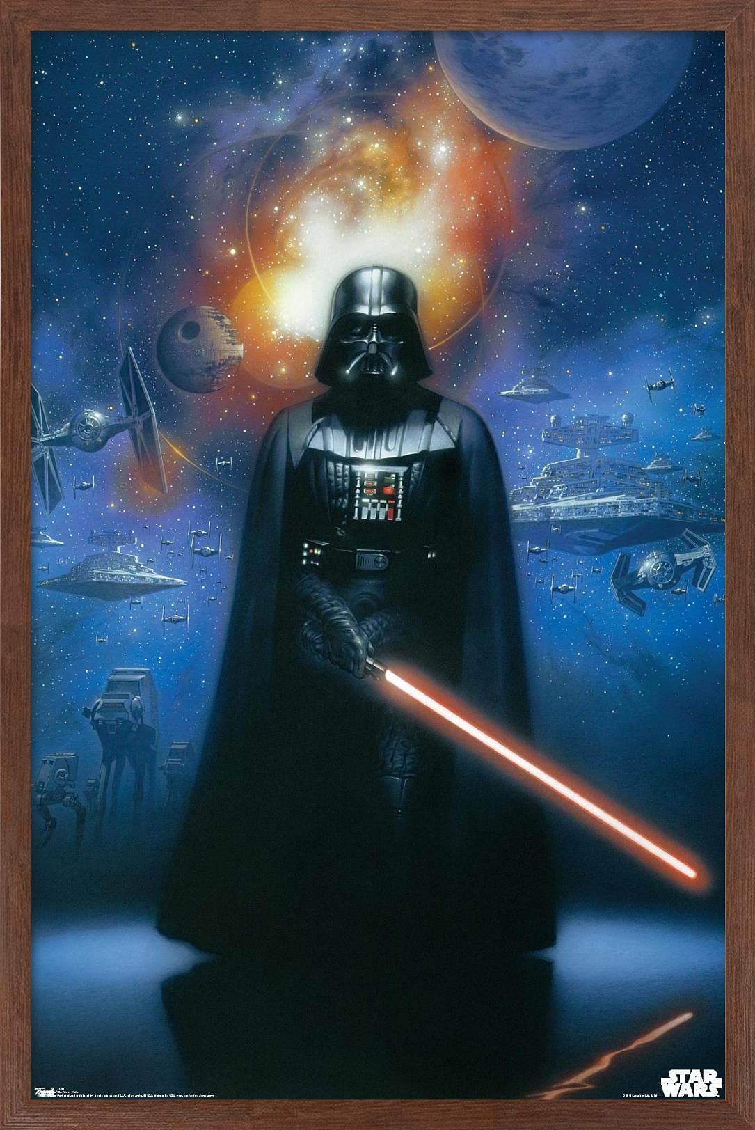 Photo 1 of *** DAMAGED FRAME***Trends International Star Wars: Saga - Vader in Space Wall Poster, 22.375" x 34", Mahogany Framed Version